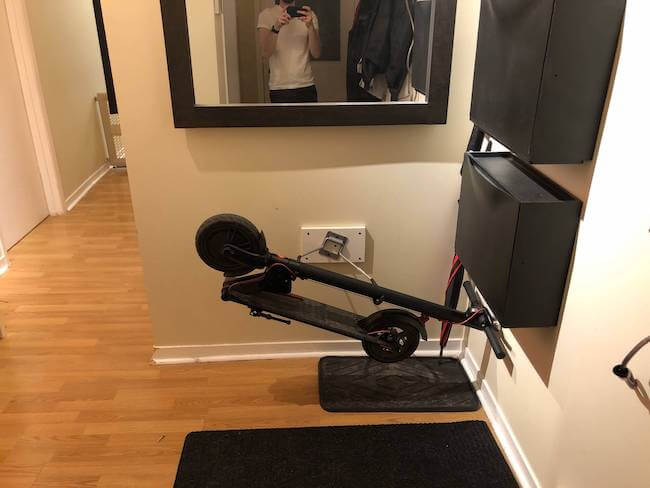 Storing an electric scooter in an apartment